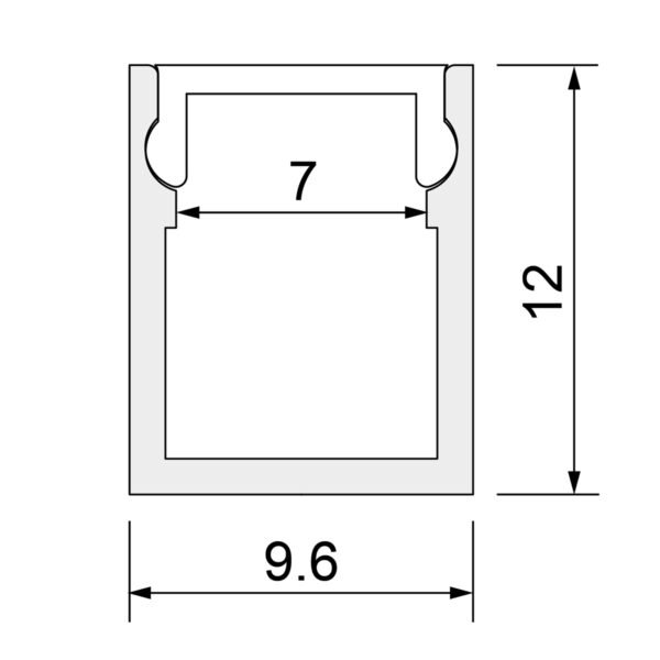 Alu-profil 9.6x12mm/2000mm - Image 2