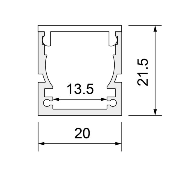 Alu-profil 20.0x20.0mm/2500mm - Image 2